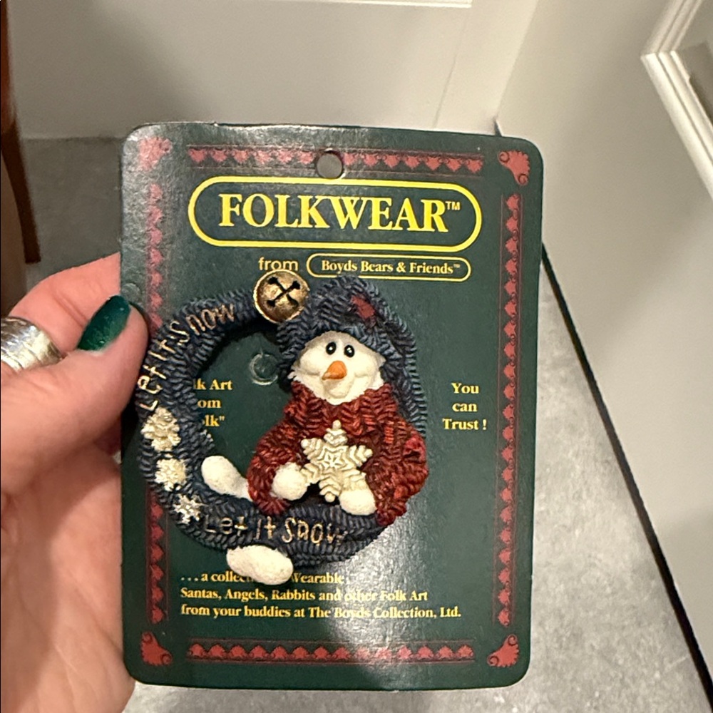 Snowman Pin- Red and Blue